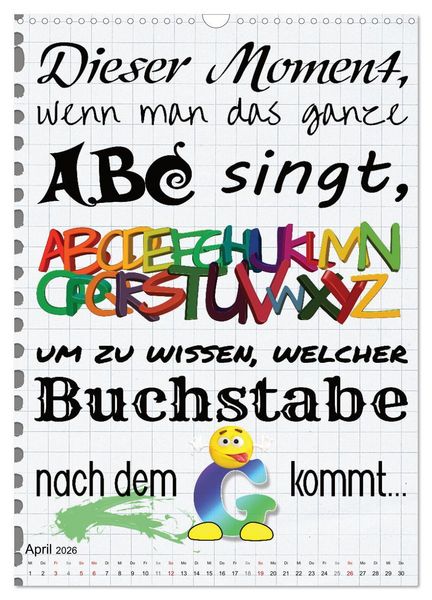 Produktbild: Sch&uuml;ler-Spr&uuml;che (Wandkalender 2026 DIN A3 hoch), CALVENDO Monatskalender