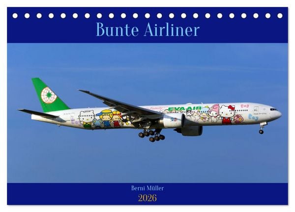Produktbild: Bunte Airliner (Tischkalender 2026 DIN A5 quer), CALVENDO Monatskalender