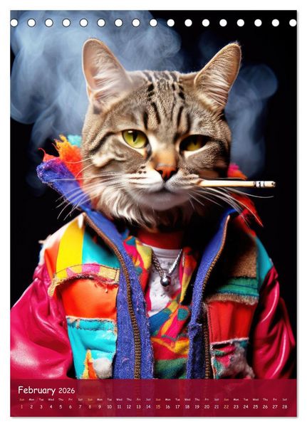 Produktbild: Crazy gangster cats (Desk Calendar 2026 DIN A5 portrait), CALVENDO 12 Month DeskCalendar