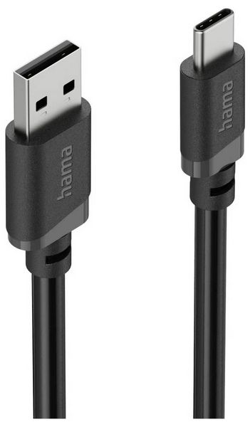 Produktbild: Hama USB-Ladekabel USB 2.0 USB-A Stecker, USB-C&reg; Stecker 0.5m Schwarz 00201818