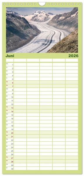 Produktbild: Familienplaner 2026 - Schweiz - Die gr&uuml;ne Lunge Europas mit 5 Spalten (Wandkalender, 21 x 45 cm) CALVENDO
