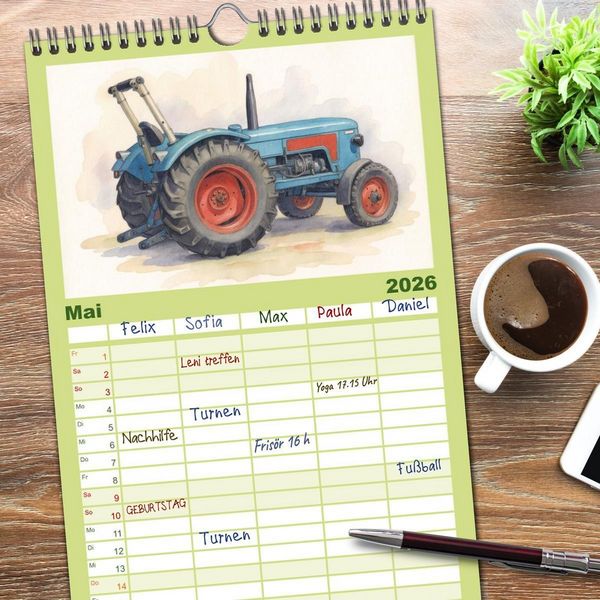 Produktbild: Familienplaner 2026 - Alte Schlepper in neuem Glanz mit 5 Spalten (Wandkalender, 21 x 45 cm) CALVENDO