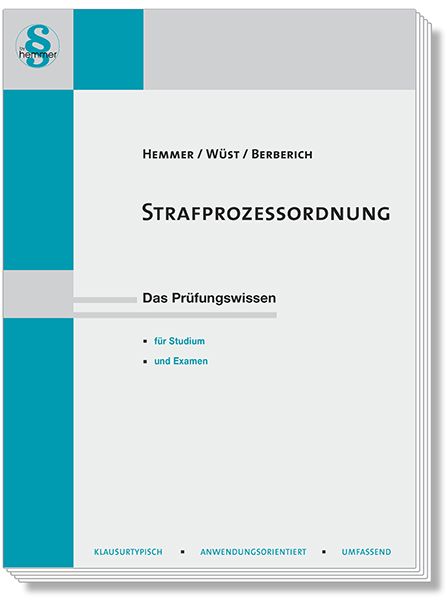 Strafprozessordnung, Paperback von Karl-Edmund Hemmer,Achim Wüst,Bernd Berberich, Hemmer/Wüst, 978-3-96838-264-7