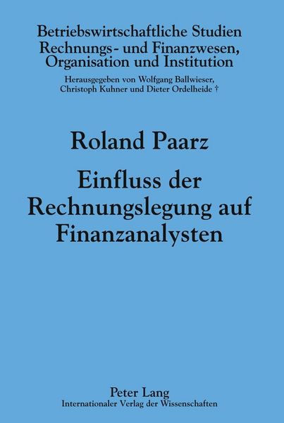 Produktbild: Einfluss der Rechnungslegung auf Finanzanalysten