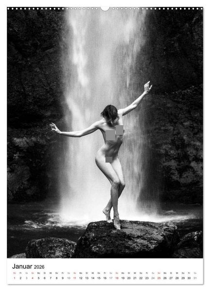 Produktbild: Akt am Wasserfall (hochwertiger Premium Wandkalender 2026 DIN A2 hoch), Kunstdruck in Hochglanz