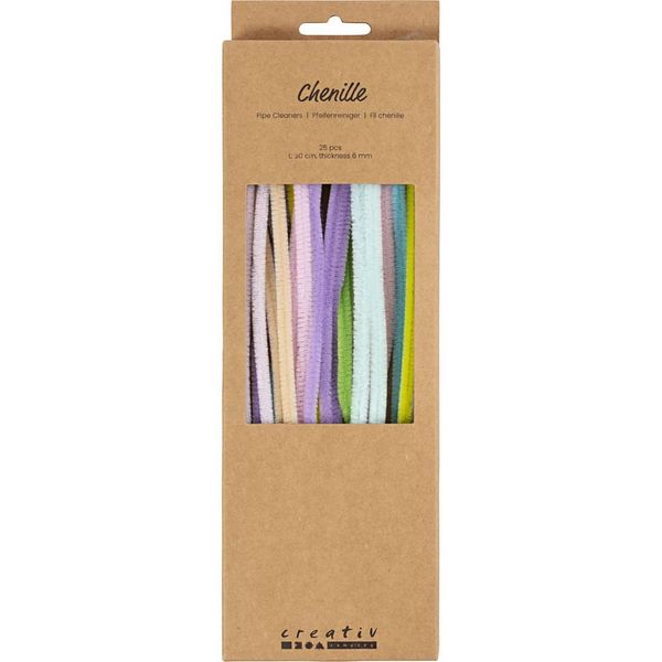 Produktbild: Creativ Company Chenilledraht, L 30 cm, Dicke 6 mm, Pastellfarben, 25 Stk sortiert
