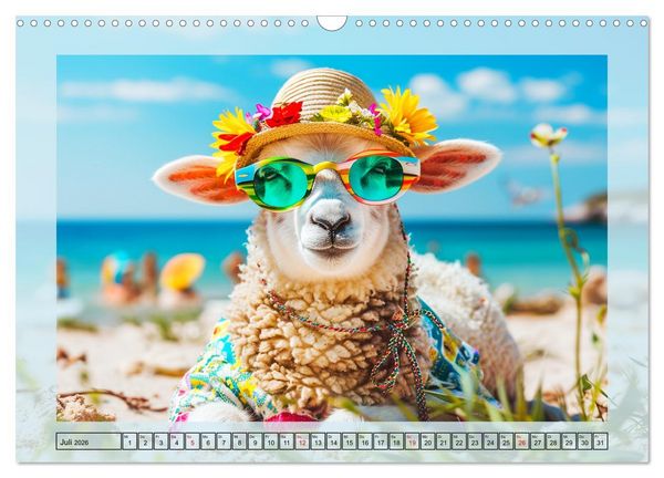 Produktbild: Bunter Schafschick. Flauschige Trendsetter zum verlieben (Wandkalender 2026 DIN A3 quer), CALVENDO Monatskalender