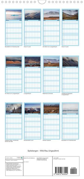 Produktbild: Familienplaner Spitzbergen - Wild.Rau.Ungez&auml;hmt. (Wandkalender 2022 , 21 cm x 45 cm, hoch)