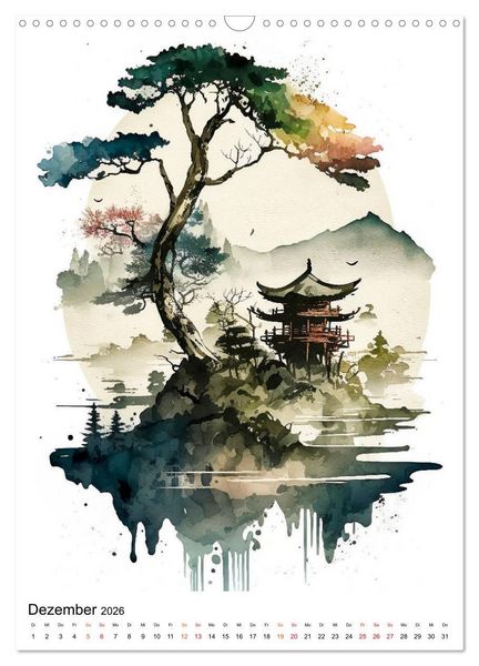 Produktbild: China - Aquarellmalerei (Wandkalender 2026 DIN A3 hoch), CALVENDO Monatskalender