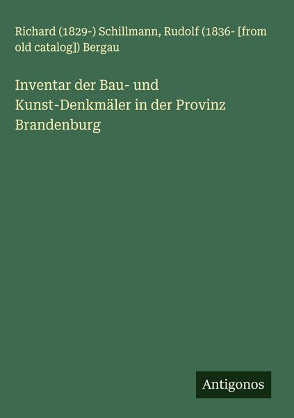 Produktbild: Inventar der Bau- und Kunst-Denkm&auml;ler in der Provinz Brandenburg