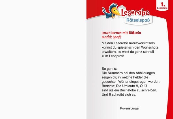 Produktbild: Leserabe R&auml;tselspa&szlig; - Kreuzwortr&auml;tsel zum Lesenlernen (1. Lesestufe)