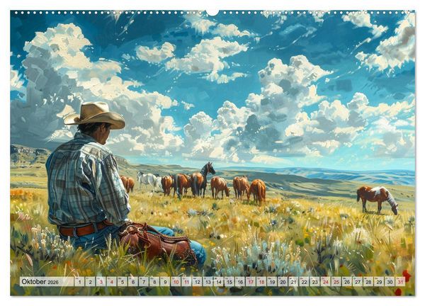 Produktbild: Pferde, Freiheit, Westernreiten (hochwertiger Premium Wandkalender 2026 DIN A2 quer), Kunstdruck in Hochglanz