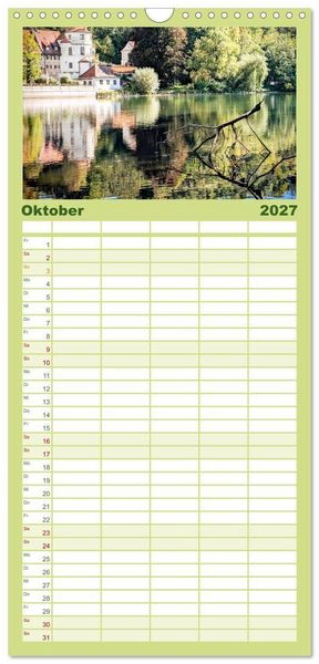 Produktbild: Familienplaner 2027 - Hier f&uuml;hle ich mich zuhause - Landsberg am Lech und Ammersee mit 5 Spalten (Wandkalender, 21 x 45 cm) CALVENDO