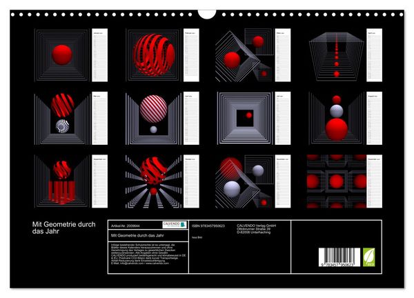 Produktbild: Mit Geometrie durch das Jahr (Wandkalender 2026 DIN A3 quer), CALVENDO Monatskalender