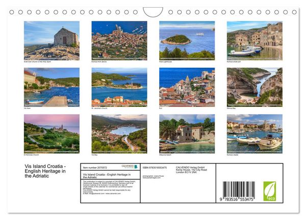 Produktbild: Vis Island Croatia - English Heritage in the Adriatic (Wall Calendar 2026 DIN A4 landscape), CALVENDO 12 Month Wall Calendar