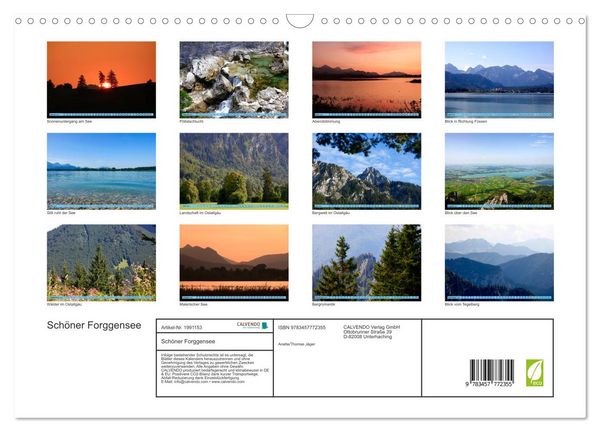 Produktbild: Sch&ouml;ner Forggensee (Wandkalender 2026 DIN A3 quer), CALVENDO Monatskalender