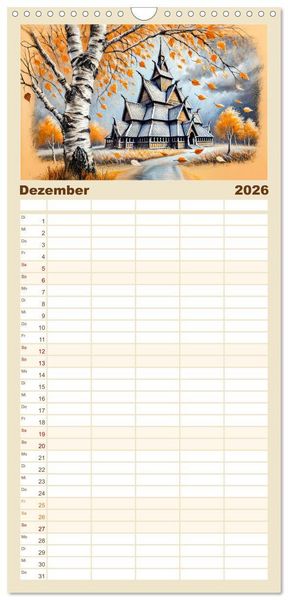 Produktbild: Familienplaner 2026 - Die Wikingerzeit - Helden, K&ouml;nige und Entdeckungen mit 5 Spalten (Wandkalender, 21 x 45 cm) CALVENDO
