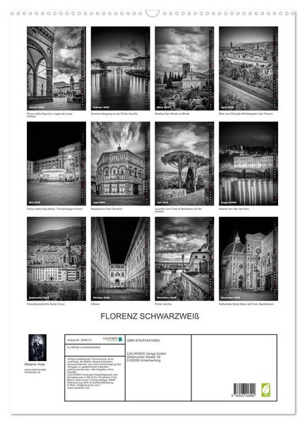 Produktbild: FLORENZ SCHWARZWEI&szlig; (Wandkalender 2026 DIN A2 hoch), CALVENDO Monatskalender