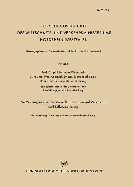 Produktbild: Zur Wirkungsweise der steroiden Hormone auf Wachstum und Differenzierung