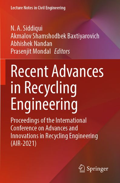 Produktbild: Recent Advances in Recycling Engineering