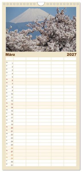 Produktbild: Familienplaner 2027 - Die Natur Japans mit 5 Spalten (Wandkalender, 21 x 45 cm) CALVENDO