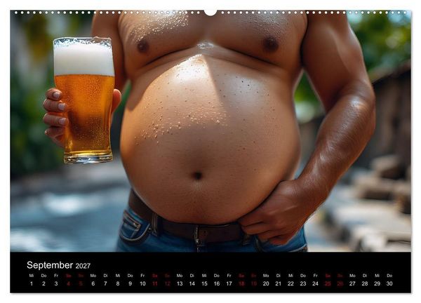 Produktbild: Lustige Kalender M&auml;nner mit Bierb&auml;uchen - Bierbauch Kalender Geschenk f&uuml;r Kollegen, Freunde & Party-Liebhaber Wandkalender (hochwertiger Premium Wandkalender 2027 DIN A2 quer), Kunstdruck in Hochglanz