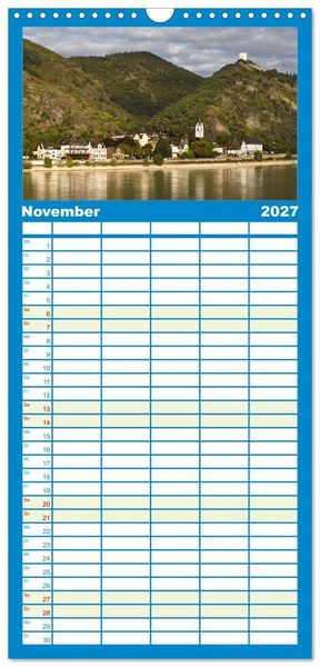 Produktbild: Familienplaner 2027 - Oberes Mittelrheintal Sehnsuchtsziel f&uuml;r Romantiker mit 5 Spalten (Wandkalender, 21 x 45 cm) CALVENDO