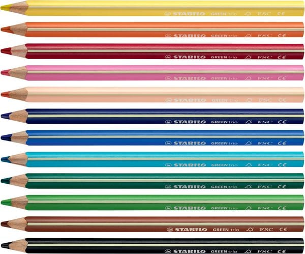 Produktbild: STABILO Umweltfreundlicher Dreikant-Buntstift -   GREENtrio - 12er Pack - mit 12 verschiedenen Farben