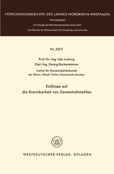 Produktbild: Einfl&uuml;sse auf die Brennbarkeit von Zementrohmehlen