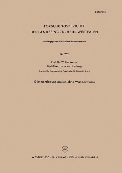 Produktbild: Glimmentladungss&auml;ulen ohne Wandeinfl&uuml;sse