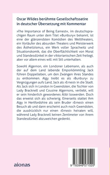 Produktbild: Bunbury oder The Importance of Being Earnest: deutsche Textausgabe mit Kommentar