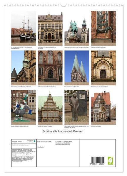 Produktbild: Sch&ouml;ne alte Hansestadt Bremen (hochwertiger Premium Wandkalender 2026 DIN A2 hoch), Kunstdruck in Hochglanz
