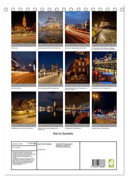 Produktbild: Kiel im Dunkeln. (Tischkalender 2026 DIN A5 hoch), CALVENDO Monatskalender