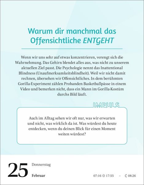Produktbild: Der Psychologie-Kalender Tagesabrei&szlig;kalender 2027 - Endlich wissen, wie wir ticken
