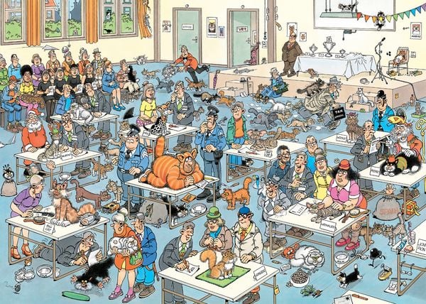 Produktbild: Jumbo 1110100619 - Jan van Haasteren, Die Katzenshow, Comic-Puzzle, 1000 Teil
