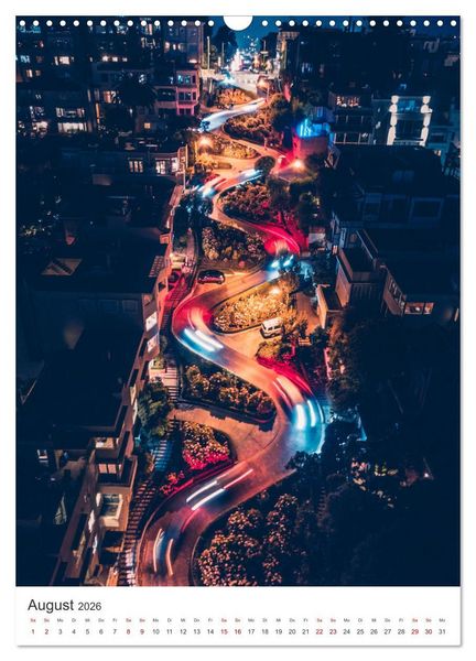 Produktbild: San Francisco - Cable Cars, Golden Gate Bridge und Lombard Street (Wandkalender 2026 DIN A3 hoch), CALVENDO Monatskalender