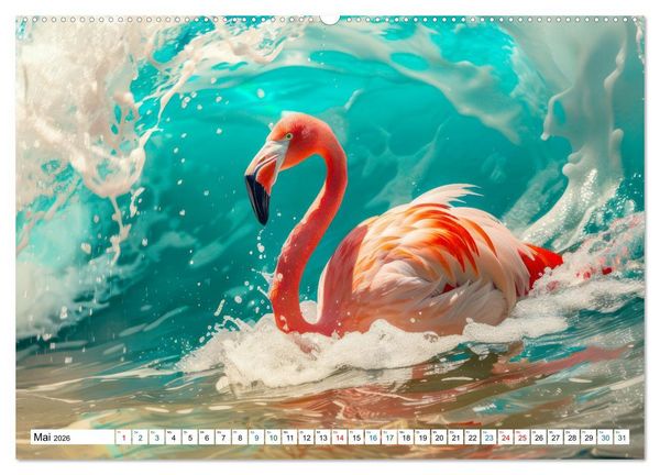 Produktbild: Ein Herz f&uuml;r Flamingos (Wandkalender 2026 DIN A2 quer), CALVENDO Monatskalender