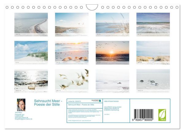Produktbild: Sehnsucht Meer - Poesie der Stille (Wandkalender 2026 DIN A4 quer), CALVENDO Monatskalender