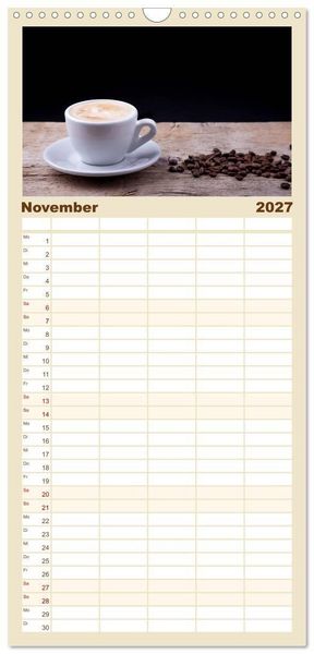 Produktbild: Familienplaner 2027 - Kaffee & Schokolade mit 5 Spalten (Wandkalender, 21 x 45 cm) CALVENDO