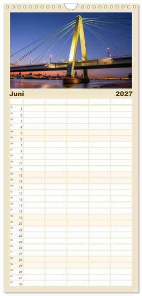 Produktbild: Familienplaner 2027 - Urbane Impressionen: Domstadt K&ouml;ln - Lebensgef&uuml;hl am Rhein mit 5 Spalten (Wandkalender, 21 x 45 cm) CALVENDO