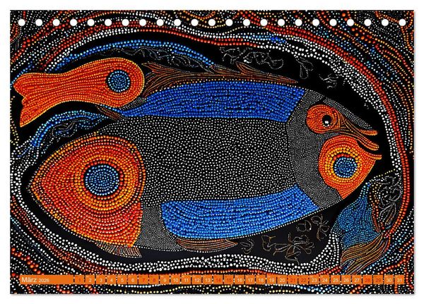 Produktbild: Traumzeit - KI-generierte Aborigine-Kunst aus dem Herzen Australiens (Tischkalender 2026 DIN A5 quer), CALVENDO Monatskalender