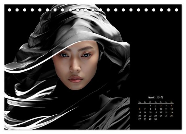 Produktbild: Haute Couture - Wei&szlig; trifft Schwarz (Tischkalender 2026 DIN A5 quer), CALVENDO Monatskalender