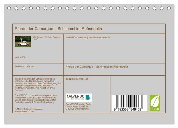 Produktbild: Pferde der Camargue &ndash; Schimmel im Rh&ocirc;nedelta (Tischkalender 2027 DIN A5 quer), CALVENDO Monatskalender