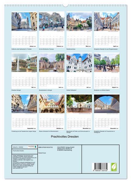 Produktbild: Prachtvolles Dresden (hochwertiger Premium Wandkalender 2026 DIN A2 hoch), Kunstdruck in Hochglanz
