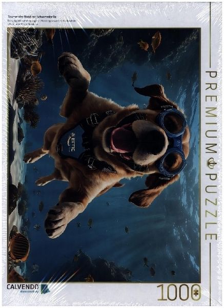 Produktbild: CALVENDO Puzzle Tauchender Hund mit Schwimmbrille | 1000 Teile Lege-Gr&ouml;&szlig;e 64x48cm Foto-Puzzle f&uuml;r gl&uuml;ckliche Stunden