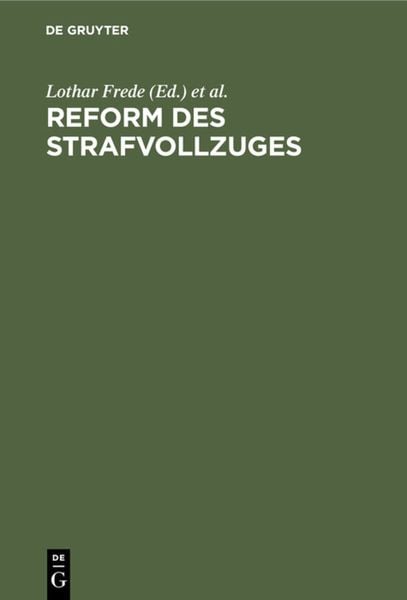 Produktbild: Reform des Strafvollzuges