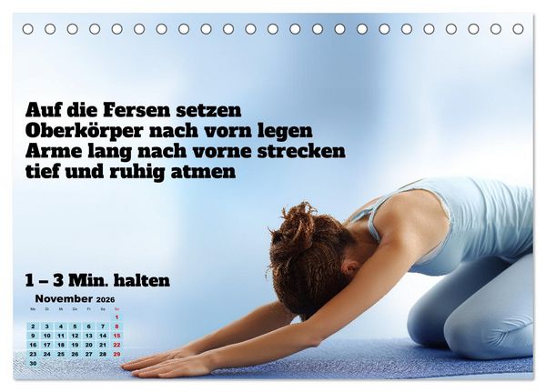 Produktbild: Yoga Kalender - &Uuml;bungen und Meditation f&uuml;r jeden Monat (Tischkalender 2026 DIN A5 quer), CALVENDO Monatskalender