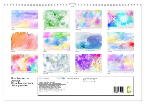 Produktbild: Kreativ-Kalender Aquarell. Bastelkalender zum Selbstgestalten (Wandkalender 2026 DIN A3 quer), CALVENDO Monatskalender