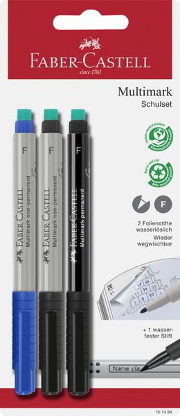 Produktbild: Faber-Castell Marker Multimark 2x non-permanent + 1x permanent BK