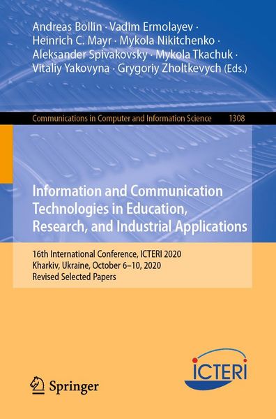 Produktbild: Information and Communication Technologies in Education, Research, and Industrial Applications